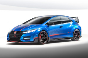 Erstmals in leuchtendem Blau präsentiert: Das Honda Civic Type R Concept auf dem Pariser Autosalon